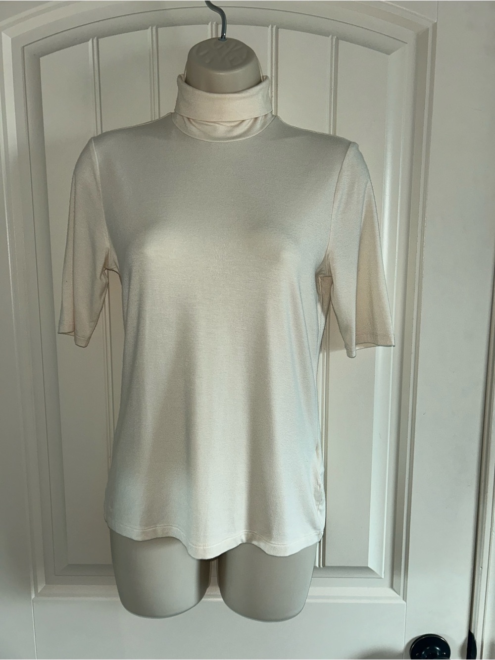 NWT Lauren Ralph Lauren Cream Elbow Sleeve Turtleneck Tee Sz M